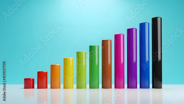 Obraz Shiny Multicolored Bars Growing Higher – Success Concept