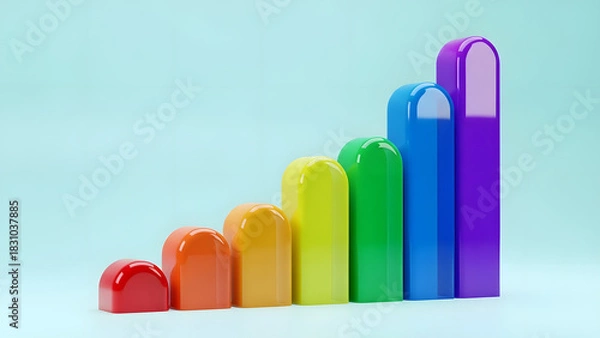 Obraz Spectrum Bar Graph in 3D Showing Exponential Growth