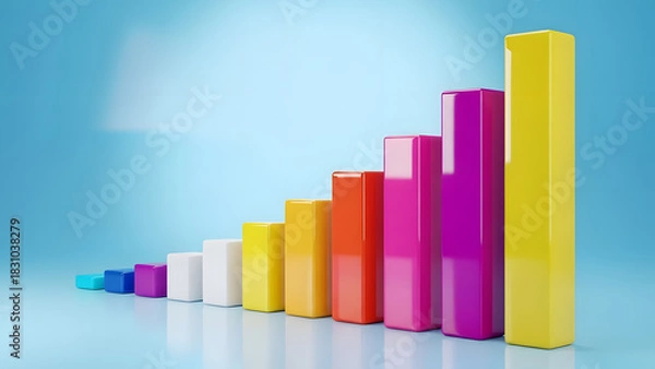 Obraz Rainbow Spectrum 3D Bars Depicting Positive Progress