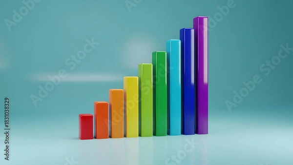 Obraz Dynamic Colorful 3D Chart Visualizing Success and Development
