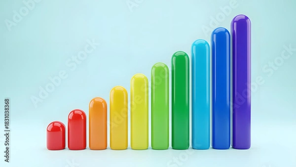 Obraz Glossy Multicolored Bar Graph Showing Steady Growth