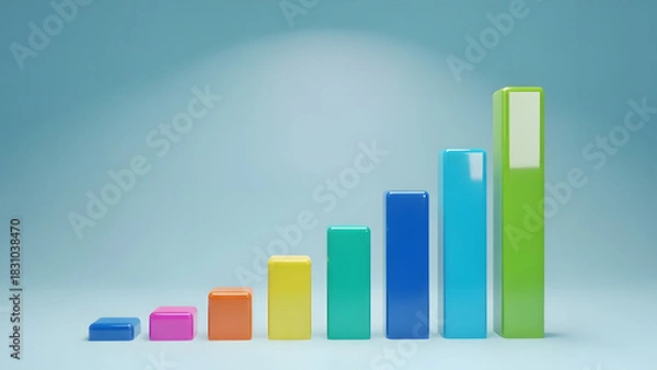 Obraz Abstract 3D Rising Bars in Bright Colors – Business Success