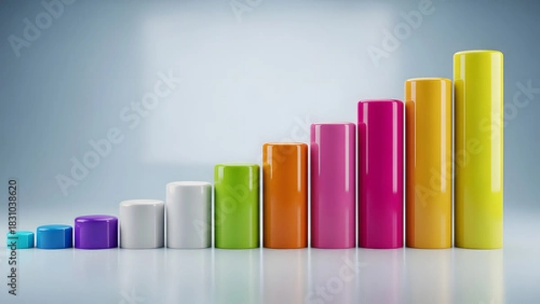 Obraz Increasing Colorful Bars Representing Financial Success.