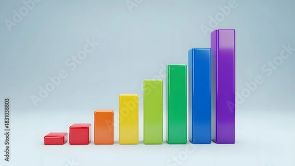 Obraz Colorful 3D Bar Chart Showing Business Growth and Success.