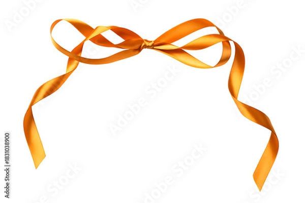 Fototapeta Vibrant orange satin ribbon bow on a transparent background, perfect for adding decorative flair to designs