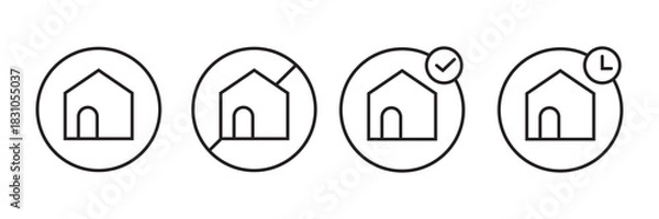 Obraz Home Outline Icon Set  Property Location Status Symbols