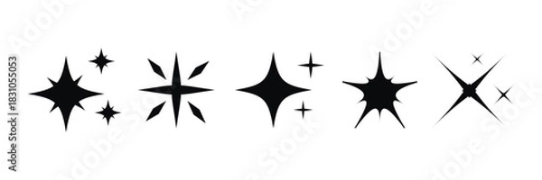 Obraz Black Sparkle Icons  Assorted Twinkle Vector Set