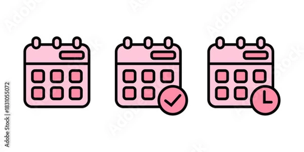 Obraz Three Pink Calendar Icons  Schedule, Appointment, Time Management