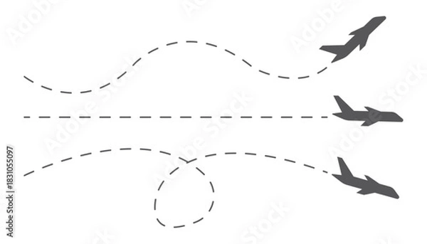 Obraz Airplane Travel Routes  Flight Paths Navigation Graphic
