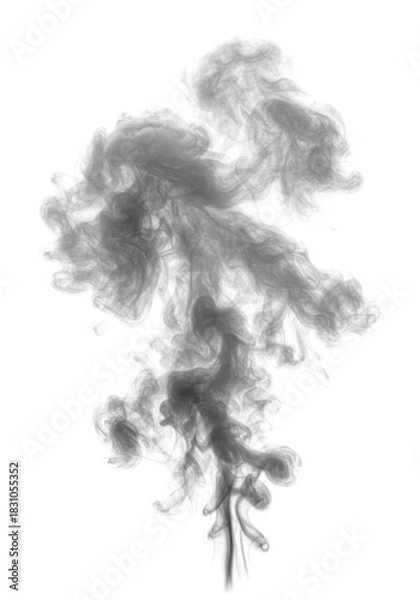 Fototapeta luminous, voluminous plume of intricate, translucent smoke fibers captured with hyper-detailed macro photography and cinematic rim lighting against a transparent background, concept of suspended