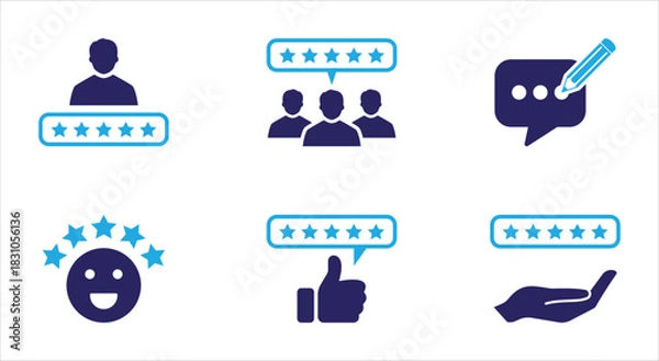Obraz Customer Feedback and Five-Star Rating Icon Set