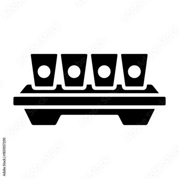 Obraz Coffee cups in a carrier icon solid vector design