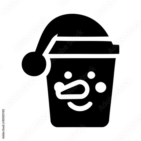Obraz Santa Cup Icon with Hat Vector Silhouette