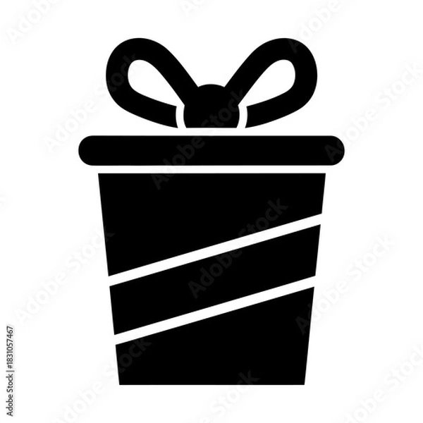 Obraz Simple Silhouette of Gift Box with Ribbon Vector Illustration