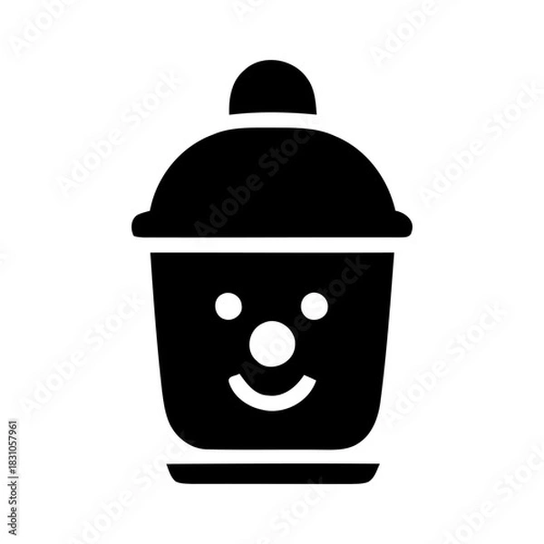 Obraz Cute Candle Icon with Face, Lid, and Base