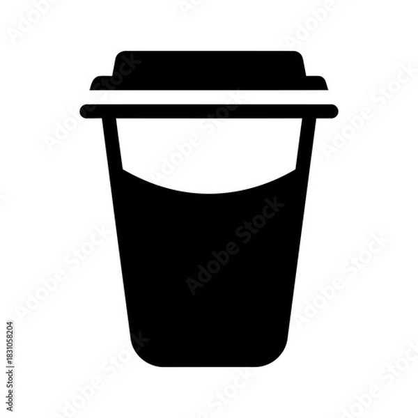 Obraz Coffee Cup Silhouette with Lid, Beverage Container Design