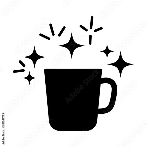 Obraz Clean Mug Icon with Sparkles Vector Illustration