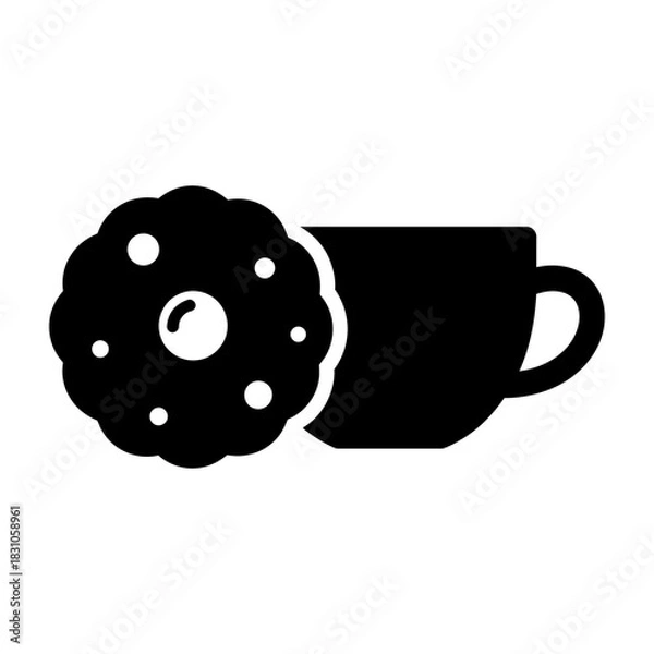 Obraz Black and White Cookie and Cup Vector Illustration on White Background
