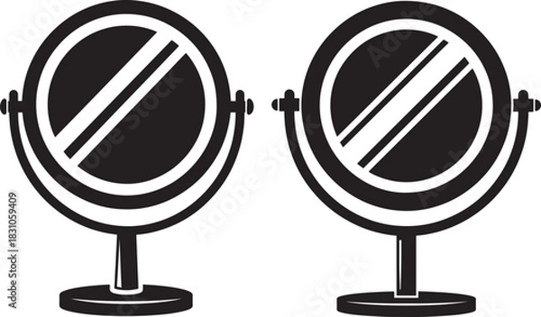 Obraz Two oval vanity mirrors silhouette