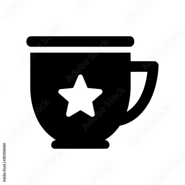 Obraz Black Mug Icon with White Star Design Element Vector