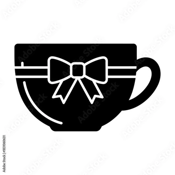 Obraz Silhouette Tea Cup with Bow Ribbon Design Vector Graphic
