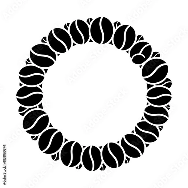 Obraz Coffee Beans Round Frame Design in Black and White