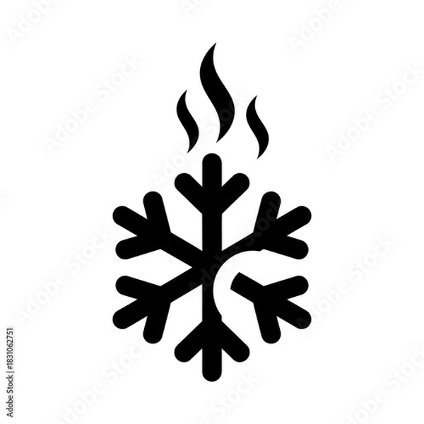Obraz Snowflake Melting with Flames Above in Black and White