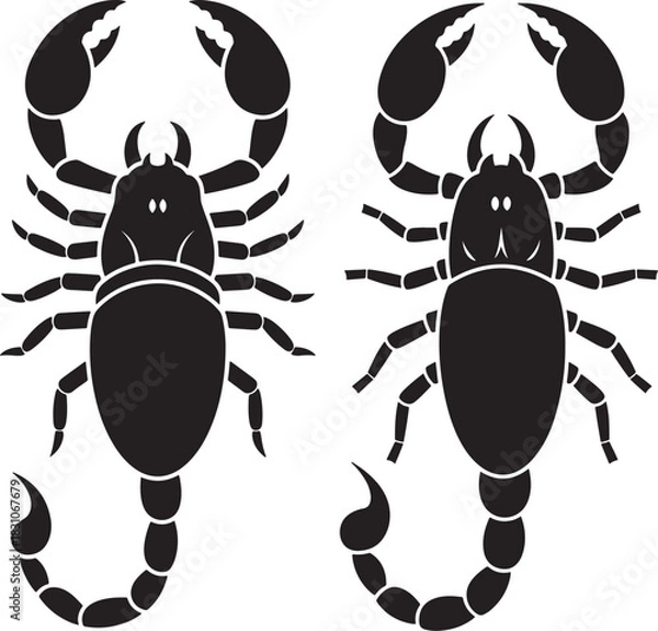 Obraz Two black scorpion silhouettes facing each other
