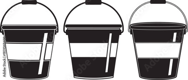 Obraz Three industrial paint buckets silhouette