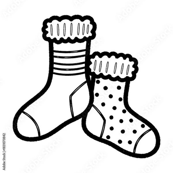 Obraz Whimsical Holiday Socks with Stripes and Dots Illustration