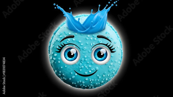Obraz Kawaii Diamond Macaron with Sparkling Eyes & Milk Crown