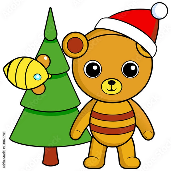 Obraz christmas elf with a teddy bear