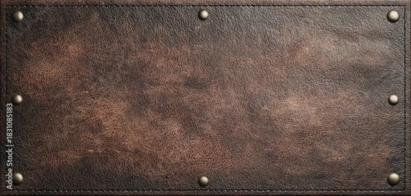 Obraz The Leather Panel Background with Brass Studs and Stitched Edges for Vintage Design