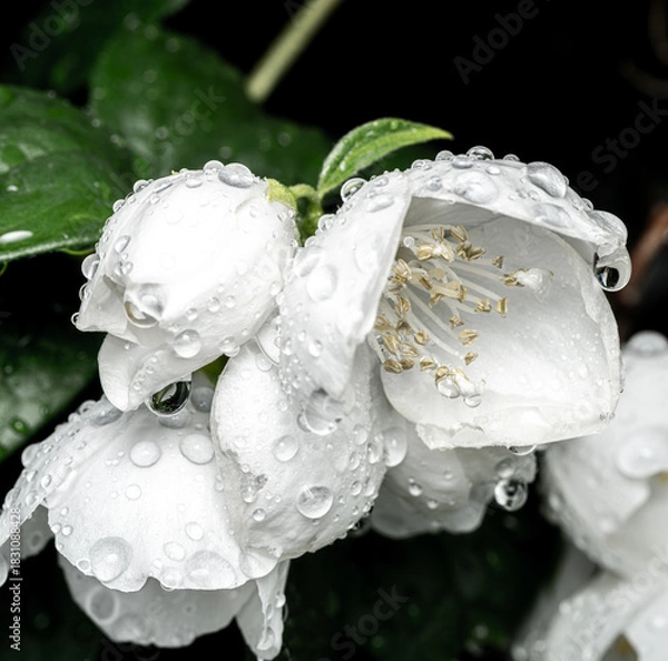 Obraz white flower with waterdrops