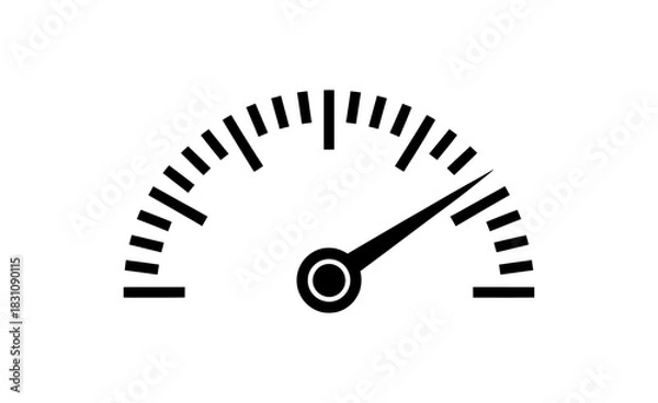 Obraz Black and white graphic of a speedometer with needle pointing to the right side