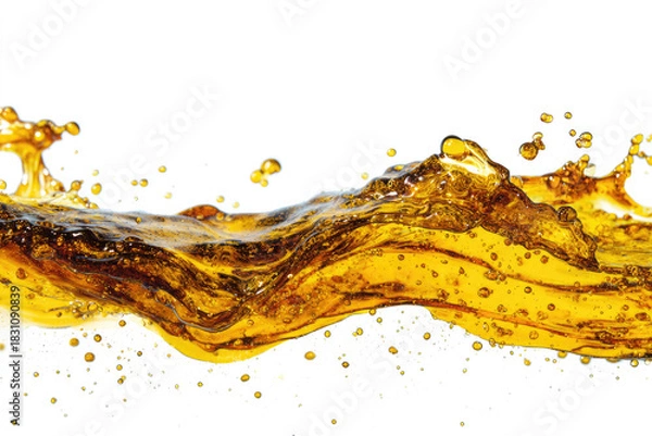 Obraz old engine oil spill and splash isolated on white background, texture