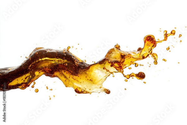Fototapeta old engine oil spill and splash isolated on white background, texture