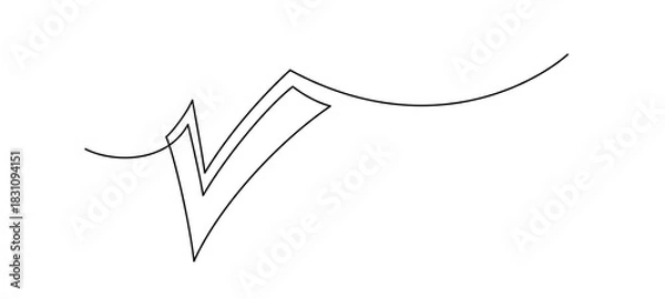 Fototapeta Continuous art line of check mark. Editable stroke