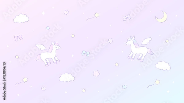 Fototapeta ファンシードリームホースのグラデーションソーダポップ壁紙⭐︎