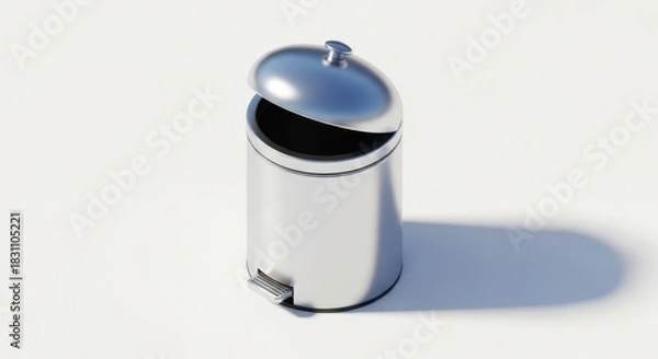 Fototapeta Silver pedal bin for waste disposal in home and office