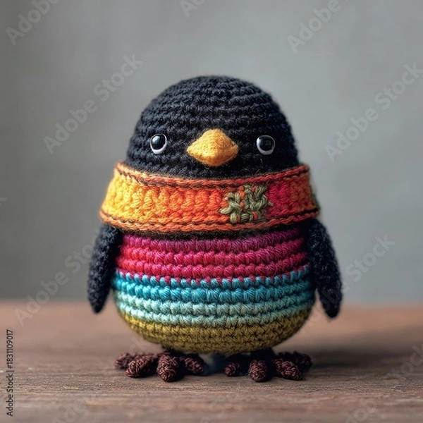 Obraz Miniature winter knitted rook