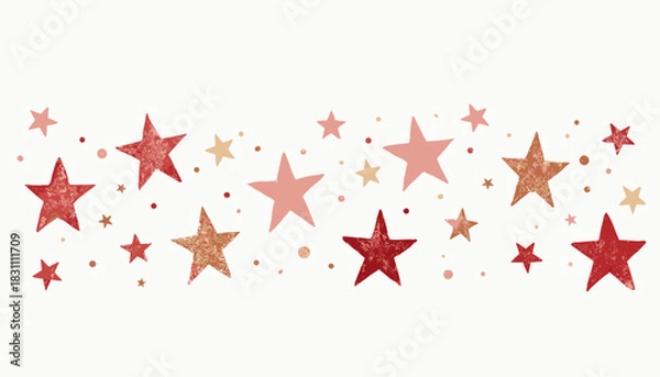 Fototapeta Colorful stars pattern illustration with red and pink hues