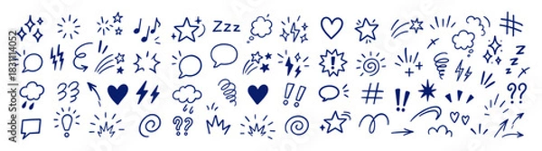 Obraz Handdrawn comic emotion icons doodle symbol set
