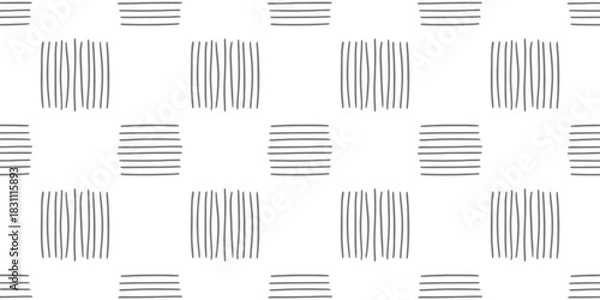 Fototapeta Pattern of alternating squares of horizontal and vertical gray lines on white