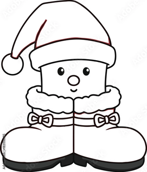 Fototapeta Cartoon santa character with red hat and boots on a white background image