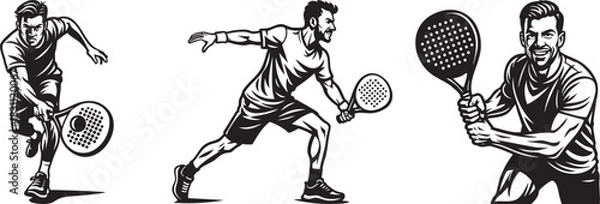 Fototapeta Monochrome illustrations of skateboarders in various poses, riding and resting.