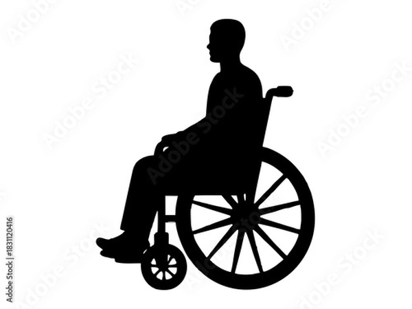 Obraz disabled man in wheelchair silhouette vector 