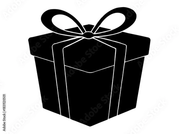 Obraz gift box with bow silhouette vector,gift box  icon