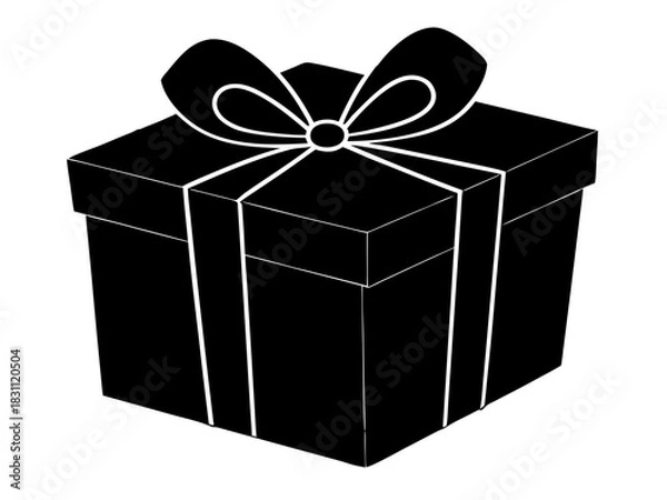Obraz gift box with bow silhouette vector,gift box  icon