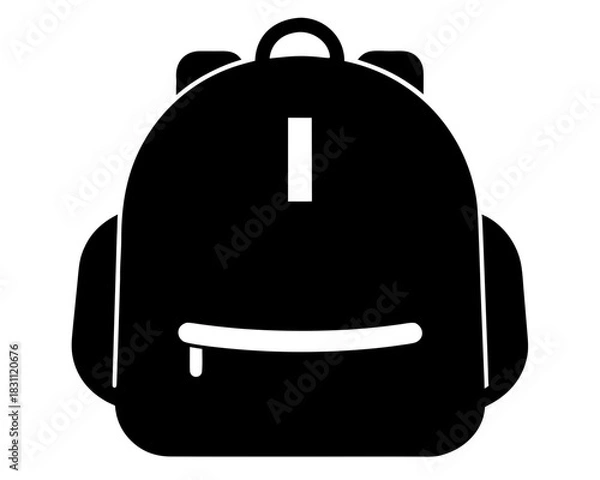 Obraz school backpack simple black silhouette vector 